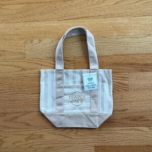 Trader Joe’s Cream Striped Mini Canvas Tote Bag
